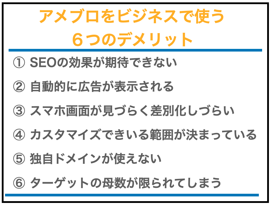 アメブロをビジネスで使う６つのデメリット